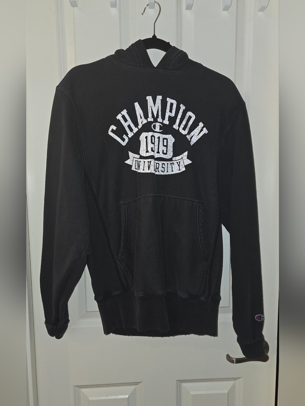 Champion Black Reverse Weave Small Pullover Hoodie